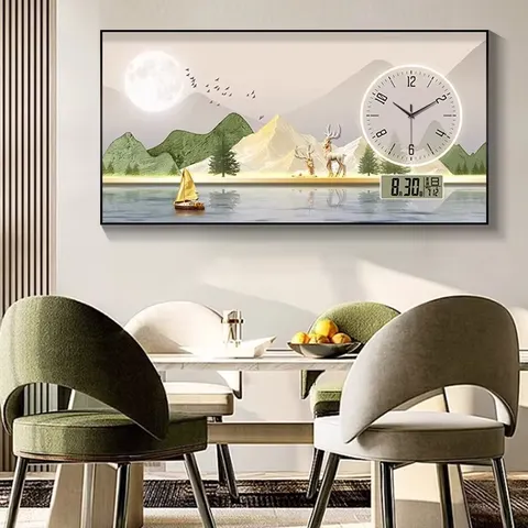 Living Room Household Calendar Clock Restaurant New Product Modern Clock Decorative Painting Home Decor Wall Art with Clock