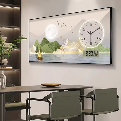 Living Room Household Calendar Clock Restaurant New Product Modern Clock Decorative Painting Home Decor Wall Art with Clock