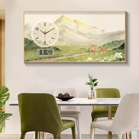 Living Room Household Calendar Clock Restaurant New Product Modern Clock Decorative Painting Home Decor Wall Art with Clock