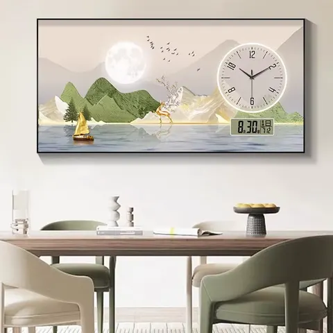 Living Room Household Calendar Clock Restaurant New Product Modern Clock Decorative Painting Home Decor Wall Art with Clock