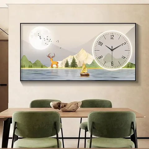 Living Room Household Calendar Clock Restaurant New Product Modern Clock Decorative Painting Home Decor Wall Art with Clock