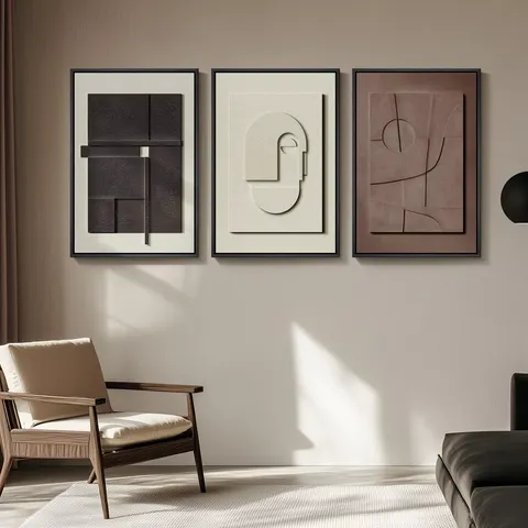 Living Room Large-sized 3D Texture Frame Wall Surface Mural Geometric Sandstone Art Home Decoration Painting
