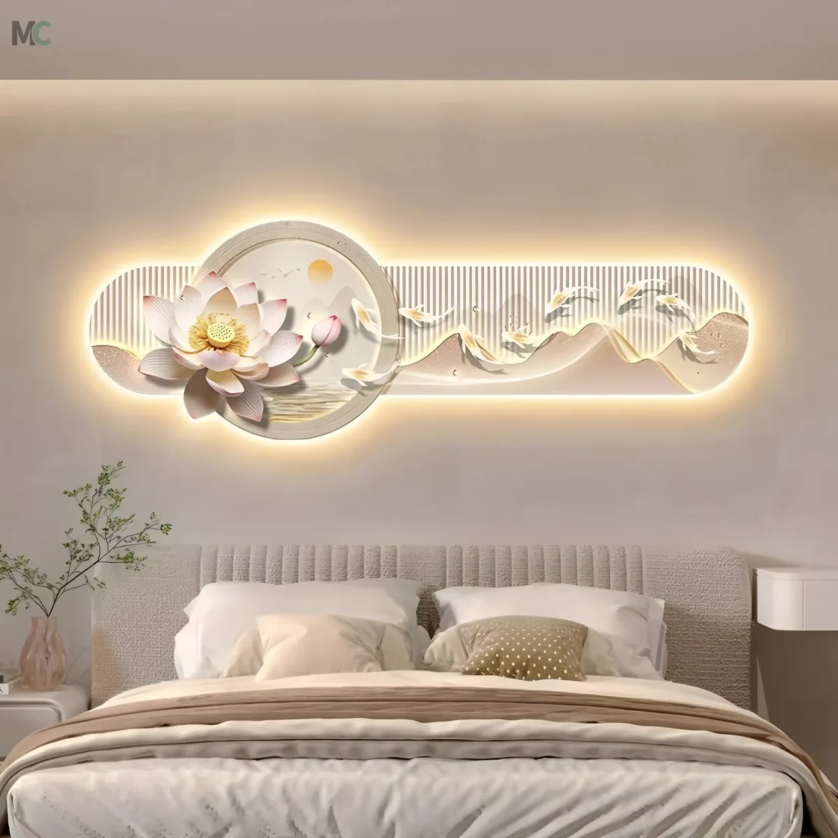 锦鲤 单幅 装饰画 现代简约 客厅背景墙挂画 LED带灯画
