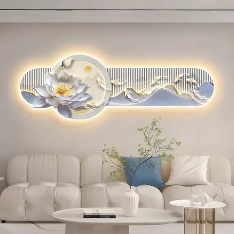 锦鲤 单幅 装饰画 现代简约 客厅背景墙挂画 LED带灯画