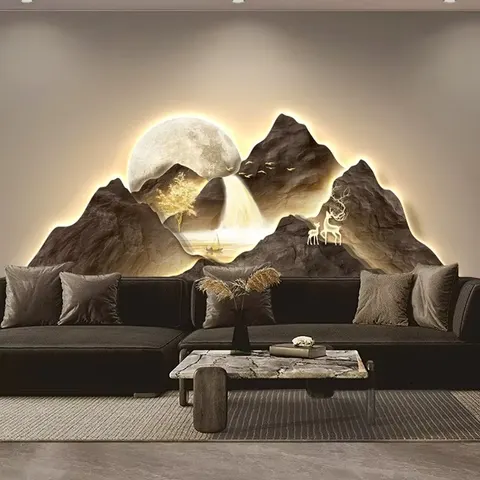 Living Room Popular Uv Fine Carving Wall Art Home Decor Painting High-grade Sofa Background Wall Crystal Porcelain Murals