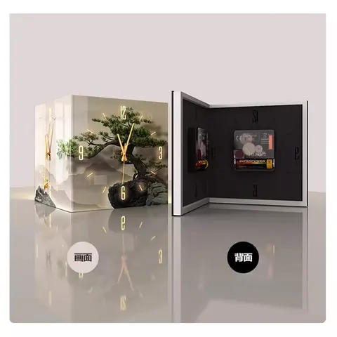 Living Room Quartz Wall-Mounted Double-Sided Abstract Acrylic USB Clock with Silent Hands Displaying a Beach Wave Pattern
