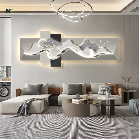 Living Room Sofa Background Wall Art Home Decor Painting Modern Popular Light Luxury with Led Light Acrylic Painting