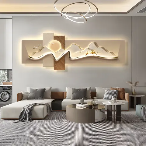 Living Room Sofa Background Wall Art Home Decor Painting Modern Popular Light Luxury with Led Light Acrylic Painting
