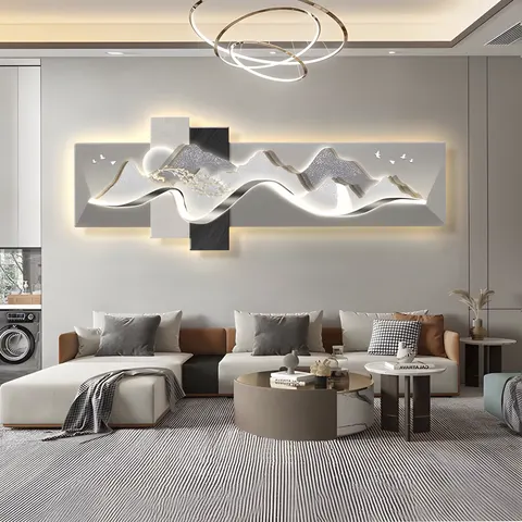 Living Room Sofa Background Wall Art Home Decor Painting Modern Popular Light Luxury with Led Light Acrylic Painting