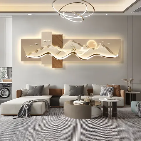 Living Room Sofa Background Wall Art Home Decor Painting Modern Popular Light Luxury with Led Light Acrylic Painting
