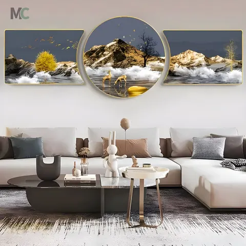 Living Room Sofa Background Wall Decor Painting Modern Landscape Back with Backing Murals Rizhao Jinshan Hanging Paintings