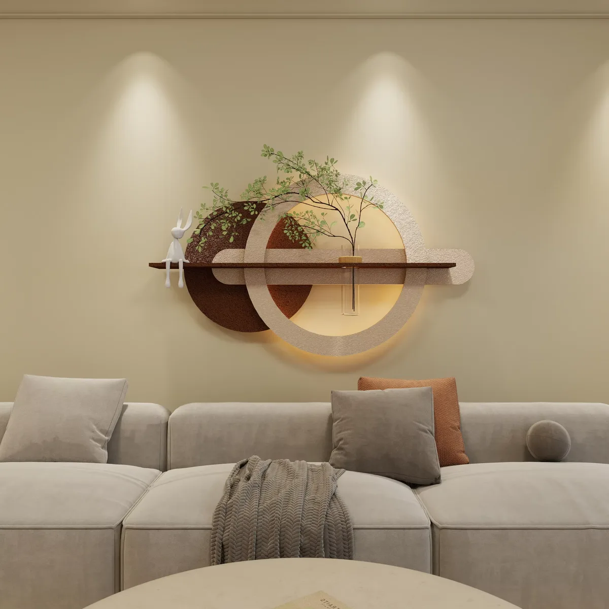 Living Room Sofa Background Wall Sandstone Art Decor Paintings Modern Simplicity Entrance Hall Glowed LED Painting