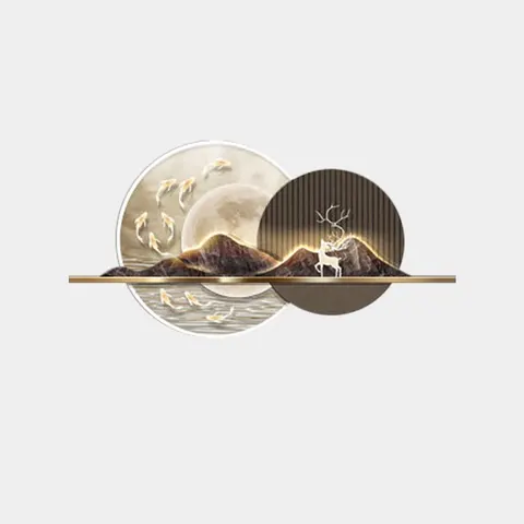 锦鲤 单幅 装饰画 现代简约 客厅背景墙挂画 LED带灯画