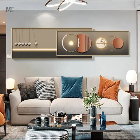 Living Room Wall Art Home Decor Painting Modern Simple High-end Atmosphere Double Overlay Crystal Porcelain Painting