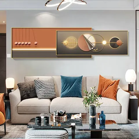 Living Room Wall Art Home Decor Painting Modern Simple High-end Atmosphere Double Overlay Crystal Porcelain Painting