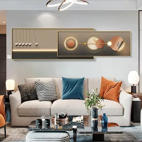 Living Room Wall Art Home Decor Painting Modern Simple High-end Atmosphere Double Overlay Crystal Porcelain Painting