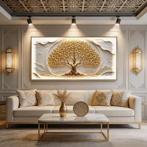 Living Room Wall Decor: Angel Wings Art Print with Aluminum Frame and Crystal-Studded Design