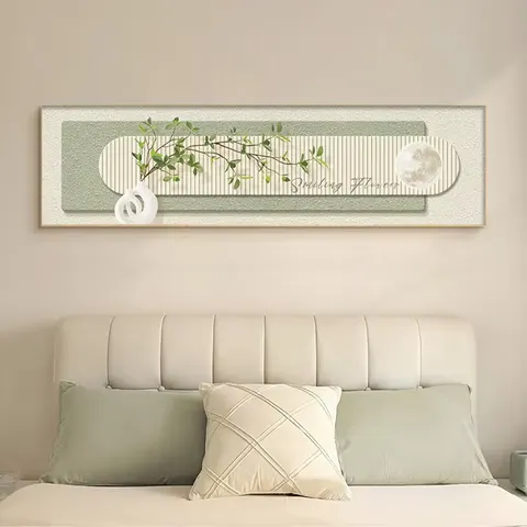 Living Room Wall Decor Painting Sofa Background Wall Painting Small Fresh Green Plant Crystal Porcelain Painting