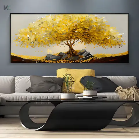 Living Room Wall Decor Paintings Large Size Fortune Tree Dining Room Sofa Background Wall Crystal Porcelain Painting