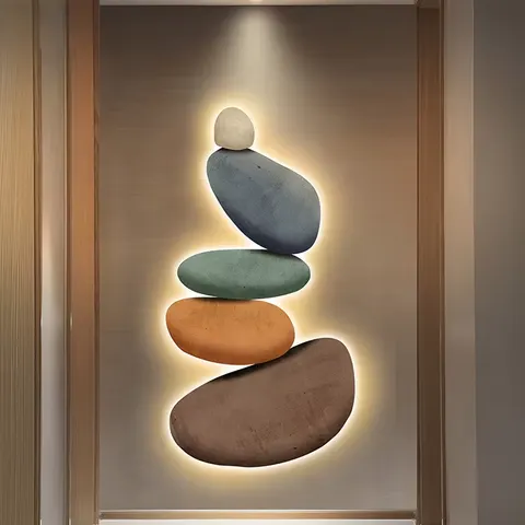 Living Room Wall Rock Mural with Light Diamond Painting Laser Engraving Crystal Porcelain Painting Wall Art Home Decor