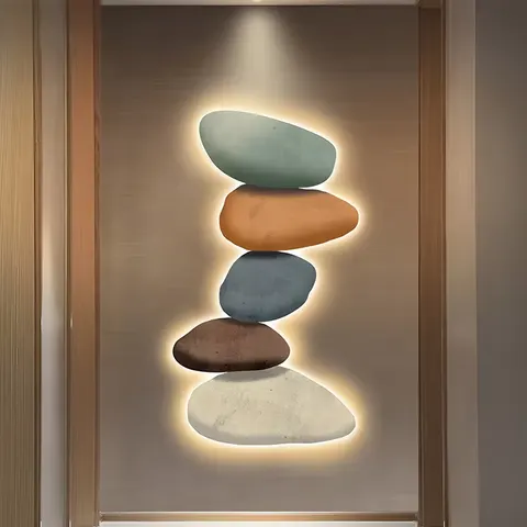 Living Room Wall Rock Mural with Light Diamond Painting Laser Engraving Crystal Porcelain Painting Wall Art Home Decor