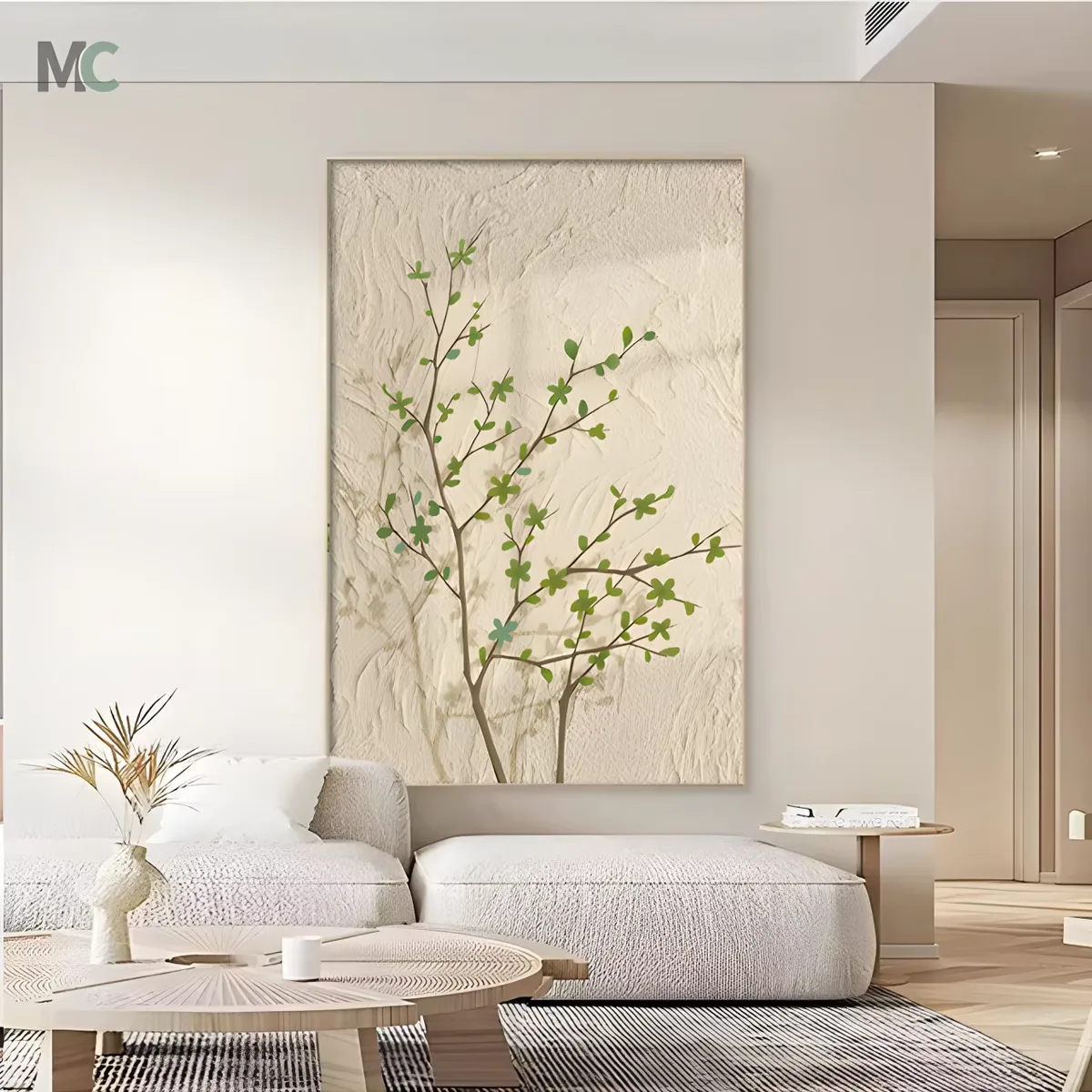 植物 单幅 装饰画 原木风 客厅背景墙挂画 晶瓷画