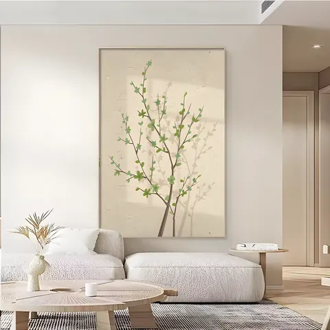 植物 单幅 装饰画 原木风 客厅背景墙挂画 晶瓷画