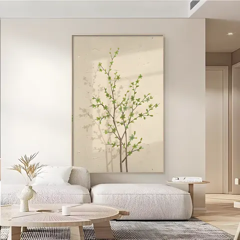 植物 单幅 装饰画 原木风 客厅背景墙挂画 晶瓷画
