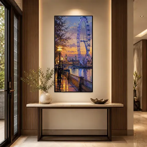 London Wall Art European City Canvas Urban Landmark Decor Vertical Entryway Art Home Decorative Painting Crystal Porcelain Art
