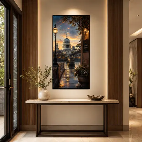 London Wall Art European City Canvas Urban Landmark Decor Vertical Entryway Art Home Decorative Painting Crystal Porcelain Art