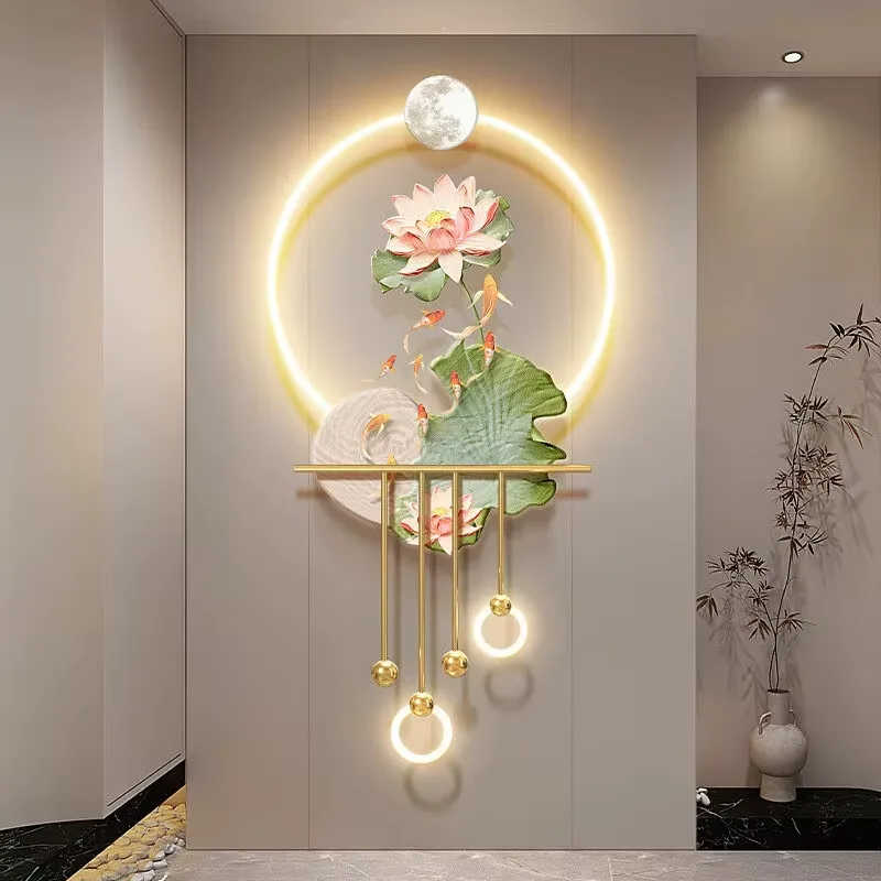 Lotus Art Home Furnishings Decorative Painting Metal Pendant UV Engraving Acrylic LED Painting