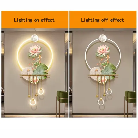 Lotus Art Home Furnishings Decorative Painting Metal Pendant UV Engraving Acrylic LED Painting