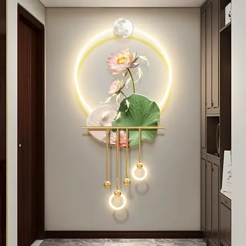 Lotus Art Home Furnishings Decorative Painting Metal Pendant UV Engraving Acrylic LED Painting
