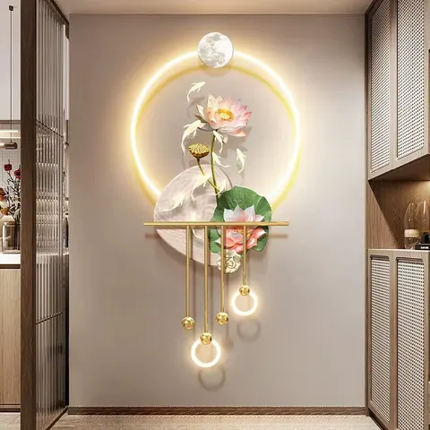Lotus Art Home Furnishings Decorative Painting Metal Pendant UV Engraving Acrylic LED Painting