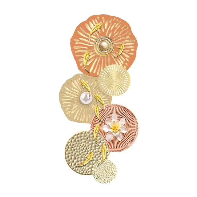 Lotus Murals with Light Diamond Painting Laser Engraving Crystal Porcelain Painting Wall Art Home Decor