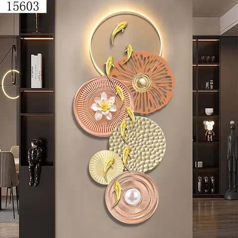 Lotus Murals with Light Diamond Painting Laser Engraving Crystal Porcelain Painting Wall Art Home Decor
