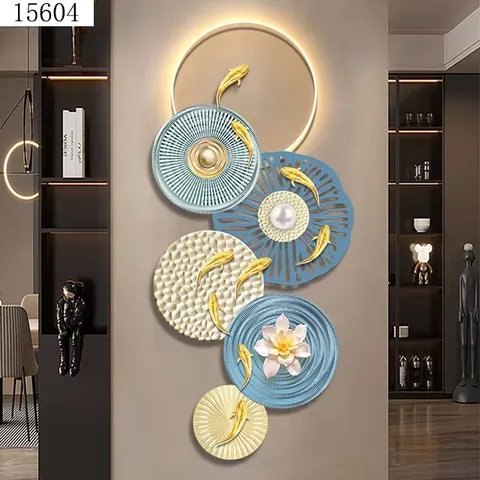 Lotus Murals with Light Diamond Painting Laser Engraving Crystal Porcelain Painting Wall Art Home Decor