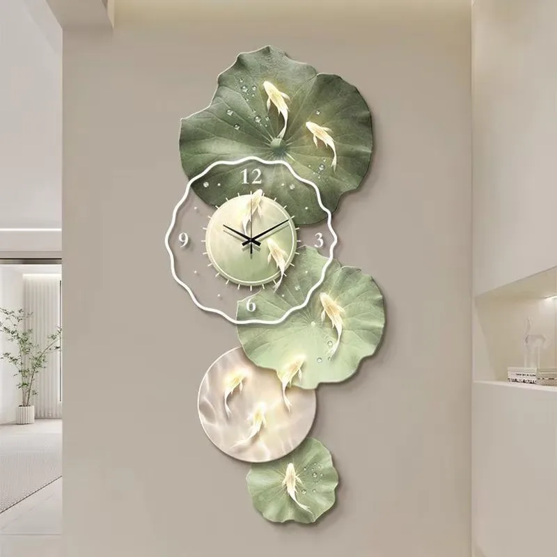 Lotus Nine Fish Diagram Entrance Hall Art Home Decor Painting Corridor Background Wall Crystal Porcelain Painting