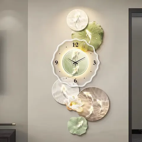Lotus Nine Fish Diagram Entrance Hall Art Home Decor Painting Corridor Background Wall Crystal Porcelain Painting