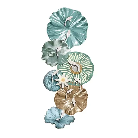 Lotus Nine-fish Picture Entrance Art Decor Decor Painting 3D Effect LED Glow Crystal Porcelain Painting