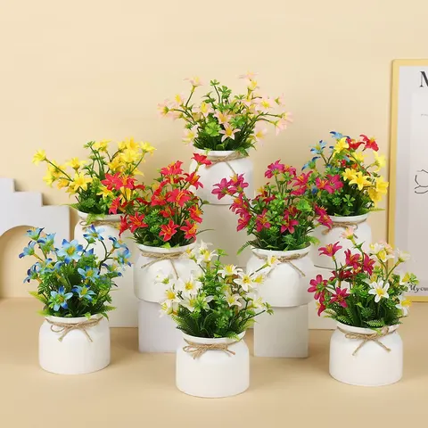Lucky Daffodil Potted Plant Fresh Elegant Home Decor Ornaments Artificial Plants Flowers Desktop Plastic Flower Decoration
