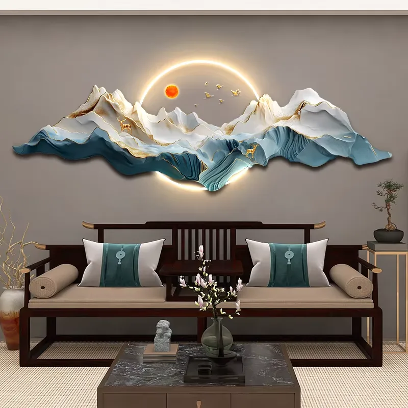 Luxurious and Elegant Decorative Art: Original and Creative Abstract Landscape Paintings LED Wall Art (Optional Diamond Accents)