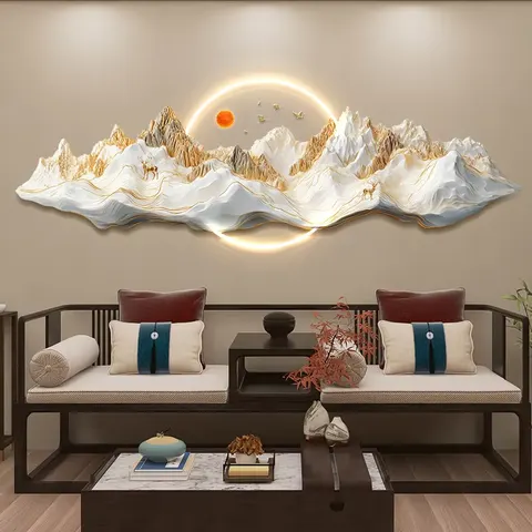 Luxurious and Elegant Decorative Art: Original and Creative Abstract Landscape Paintings LED Wall Art (Optional Diamond Accents)