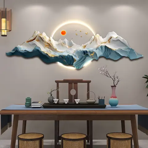 Luxurious and Elegant Decorative Art: Original and Creative Abstract Landscape Paintings LED Wall Art (Optional Diamond Accents)