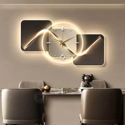 Luxurious, Minimalist LED Wall-mounted Abstract Clock, Perfect for Decorating Entryways, Hallways, Bedrooms, and Living Rooms