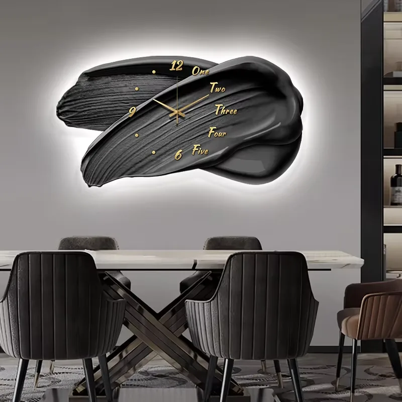 Luxury Art Brush and Ink Style Home Decor Paintings Restaurant Background Wall LED Glowed Crystal Porcelain Painting