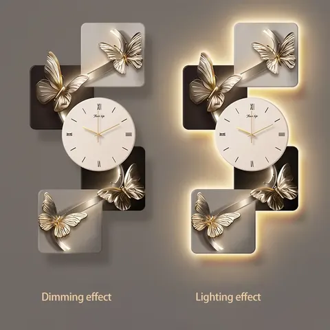 Luxury Butterfly Entrance Hall Art Decor Painting Corridor Entry Entering the Door Clocks and Watches Mural Painting