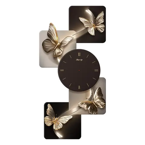 Luxury Butterfly Entrance Hall Art Decor Painting Corridor Entry Entering the Door Clocks and Watches Mural Painting