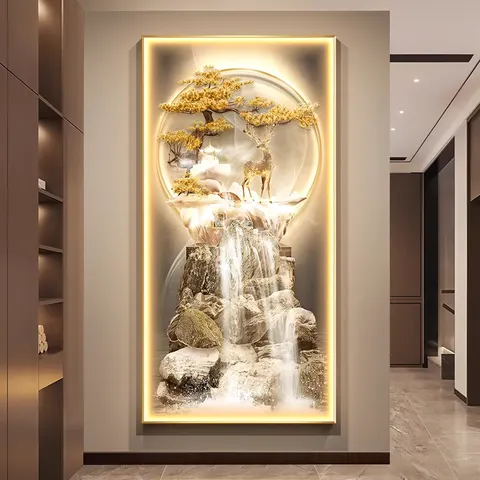 抽象 单幅 装饰画 轻奢风 玄关背景墙挂画 LED带灯画