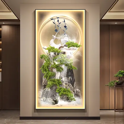 抽象 单幅 装饰画 轻奢风 玄关背景墙挂画 LED带灯画